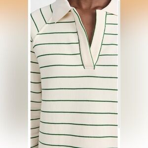 Madewell V-Neck Sweater in Cream and Green